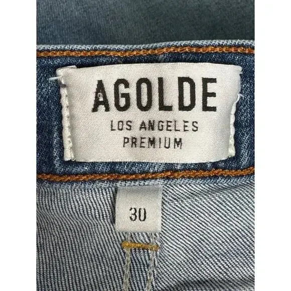 💙 AGOLDE 🩵  Ruby Super High Rise Slim Straight Distressed Ankle Jeans Size 30 - Picture 5 of 12
